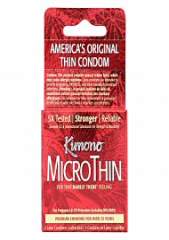 Kimono Microthin Ultra Thin Barely There Lubricated Latex Condoms 3-Pack
